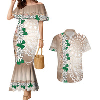 Cook Islands Tiare Maori With Conch Shell Couples Matching Mermaid Dress and Hawaiian Shirt 2025 Pasifika Polynesian Tattoo LT14 Brown - Polynesian Pride