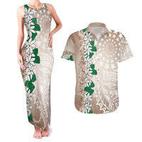 Cook Islands Tiare Maori With Conch Shell Couples Matching Tank Maxi Dress and Hawaiian Shirt 2025 Pasifika Polynesian Tattoo LT14 Brown - Polynesian Pride