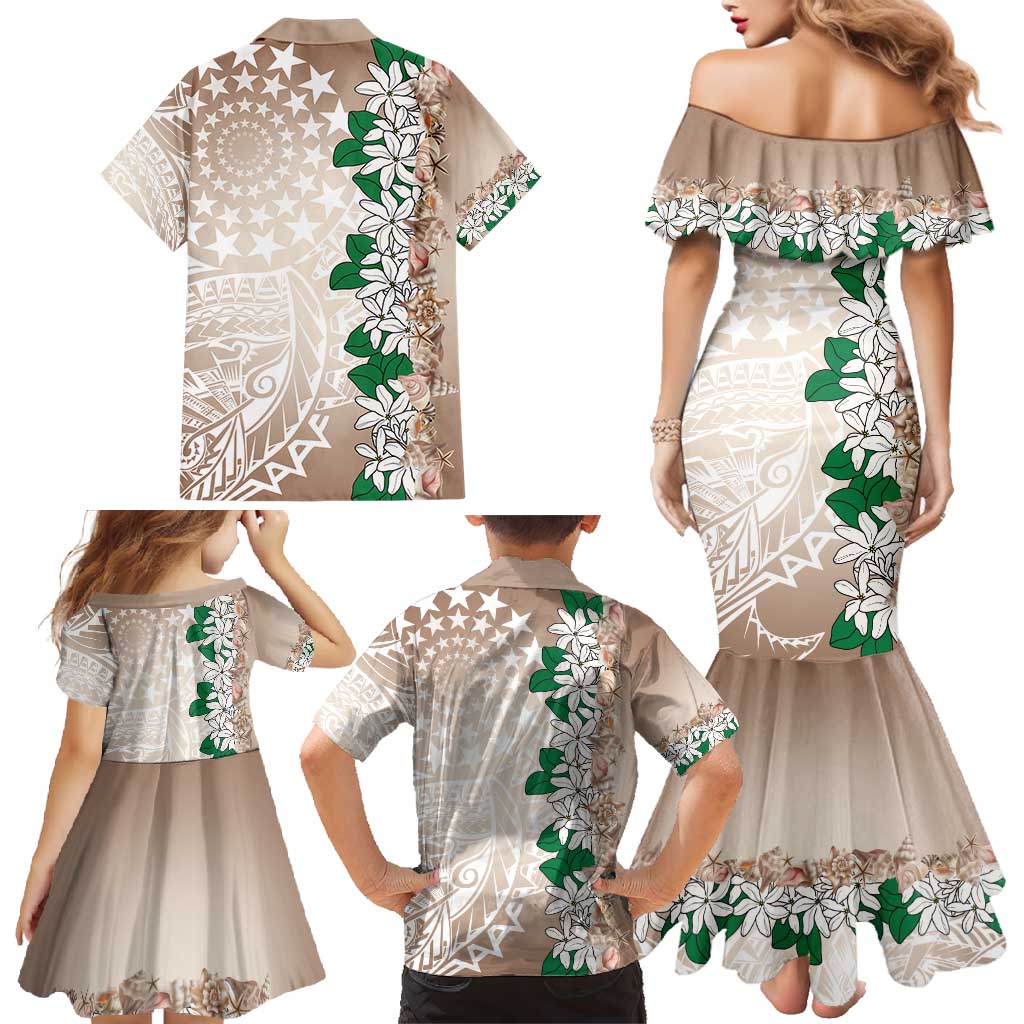 Cook Islands Tiare Maori With Conch Shell Family Matching Mermaid Dress and Hawaiian Shirt 2025 Pasifika Polynesian Tattoo LT14 - Polynesian Pride