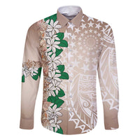 Cook Islands Tiare Maori With Conch Shell Family Matching Mermaid Dress and Hawaiian Shirt 2025 Pasifika Polynesian Tattoo LT14 Dad's Shirt - Long Sleeve Brown - Polynesian Pride