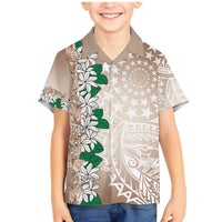 Cook Islands Tiare Maori With Conch Shell Family Matching Mermaid Dress and Hawaiian Shirt 2025 Pasifika Polynesian Tattoo LT14 Son's Shirt Brown - Polynesian Pride