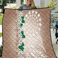 Cook Islands Tiare Maori With Conch Shell Quilt 2025 Pasifika Polynesian Tattoo LT14 Brown - Polynesian Pride