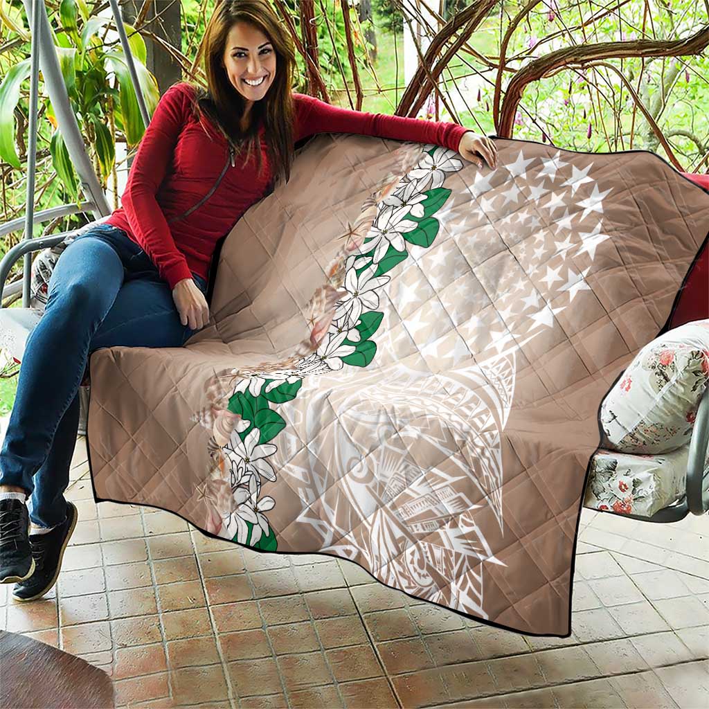 Cook Islands Tiare Maori With Conch Shell Quilt 2025 Pasifika Polynesian Tattoo LT14 - Polynesian Pride