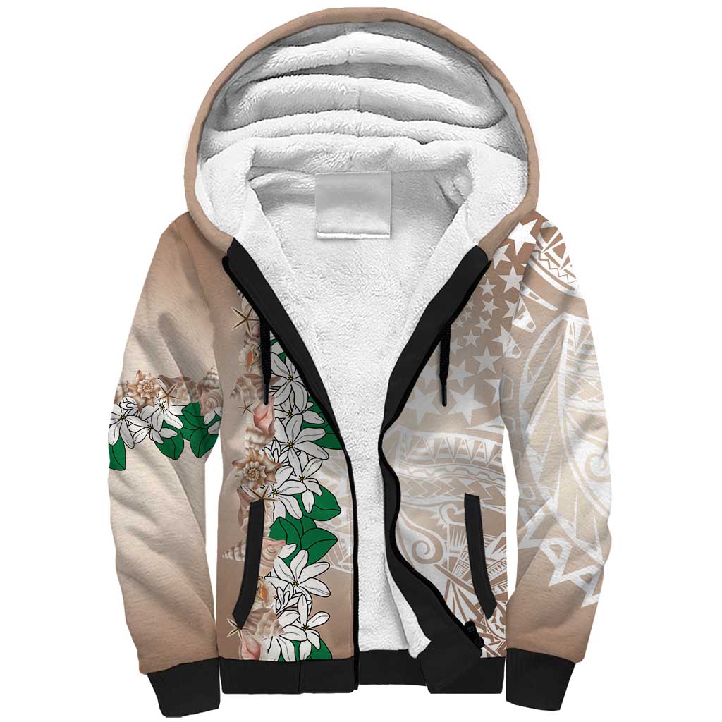 Cook Islands Tiare Maori With Conch Shell Sherpa Hoodie 2025 Pasifika Polynesian Tattoo