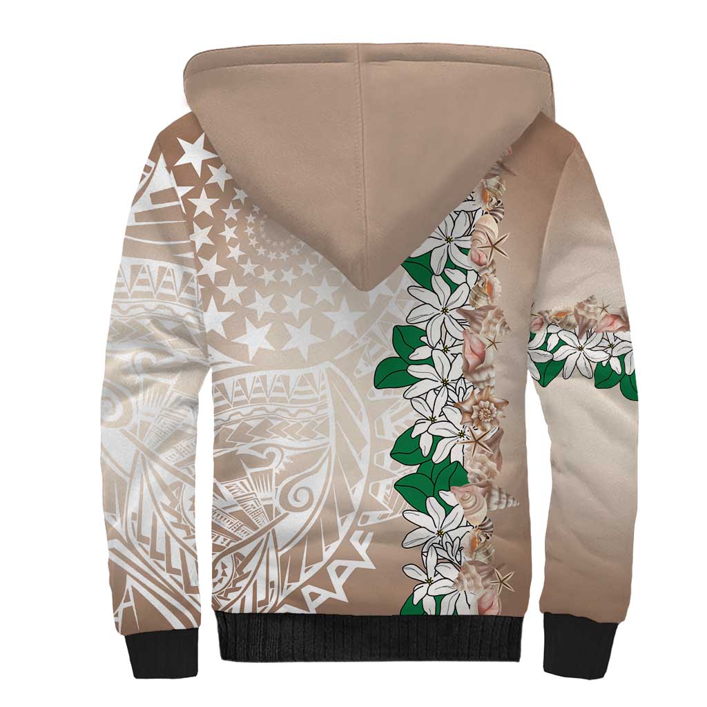 Cook Islands Tiare Maori With Conch Shell Sherpa Hoodie 2025 Pasifika Polynesian Tattoo