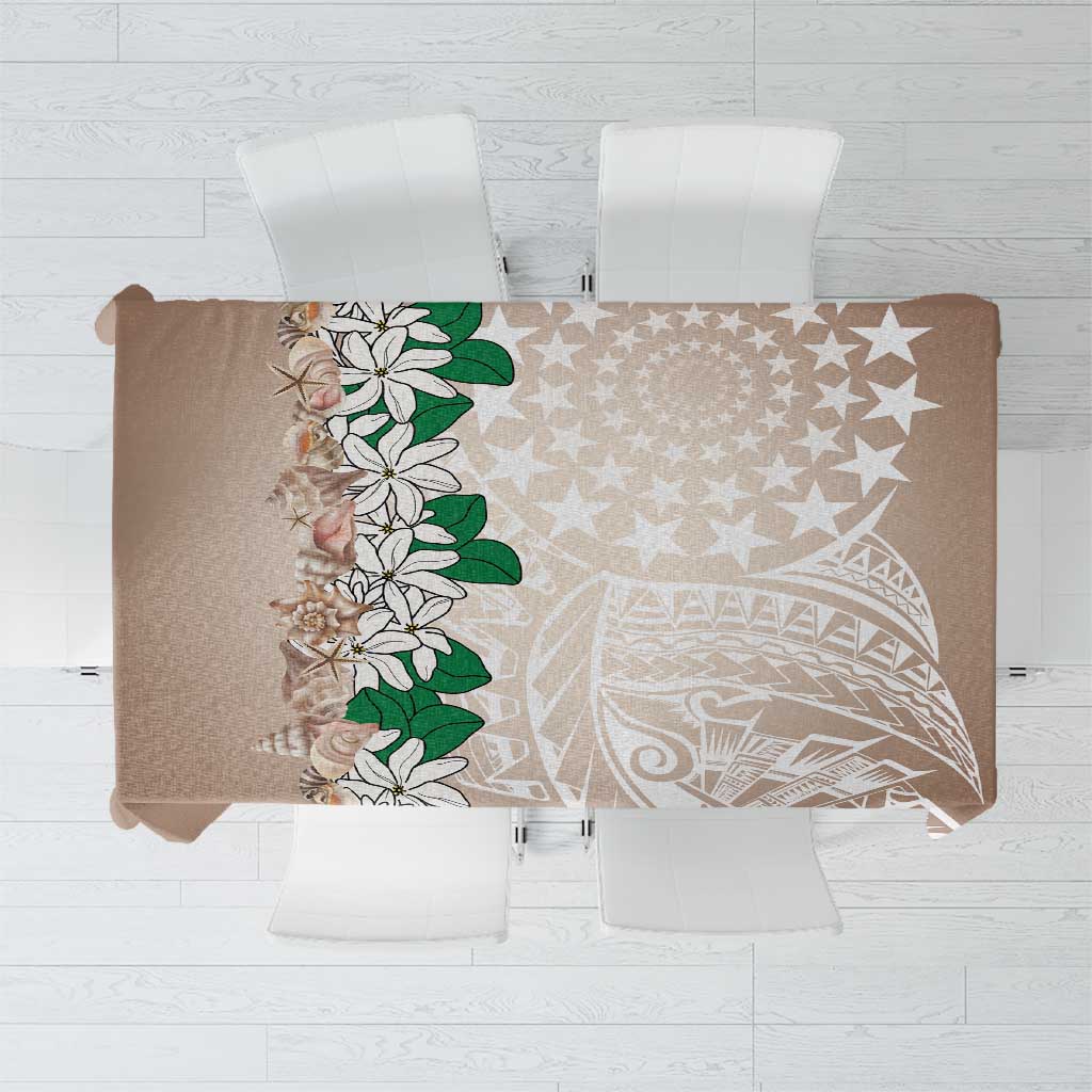 Cook Islands Tiare Maori With Conch Shell Tablecloth 2025 Pasifika Polynesian Tattoo LT14 Brown - Polynesian Pride