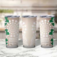 Cook Islands Tiare Maori With Conch Shell Tumbler Cup 2025 Pasifika Polynesian Tattoo