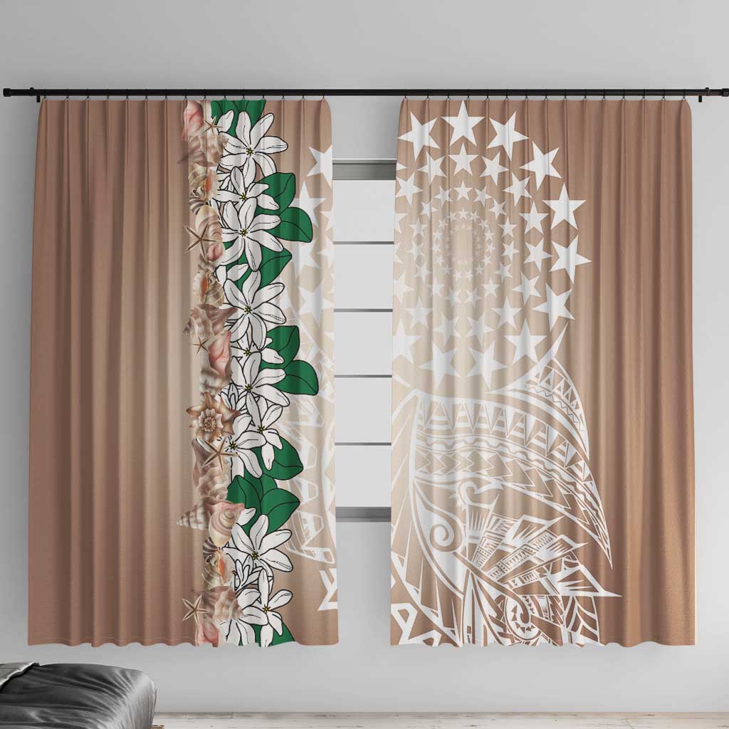 Cook Islands Tiare Maori With Conch Shell Window Curtain 2025 Pasifika Polynesian Tattoo