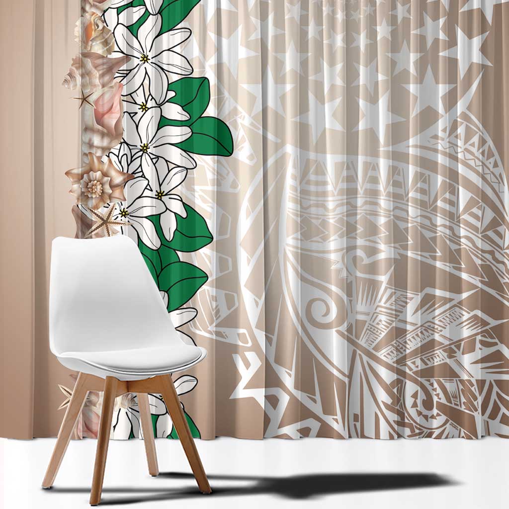 Cook Islands Tiare Maori With Conch Shell Window Curtain 2025 Pasifika Polynesian Tattoo