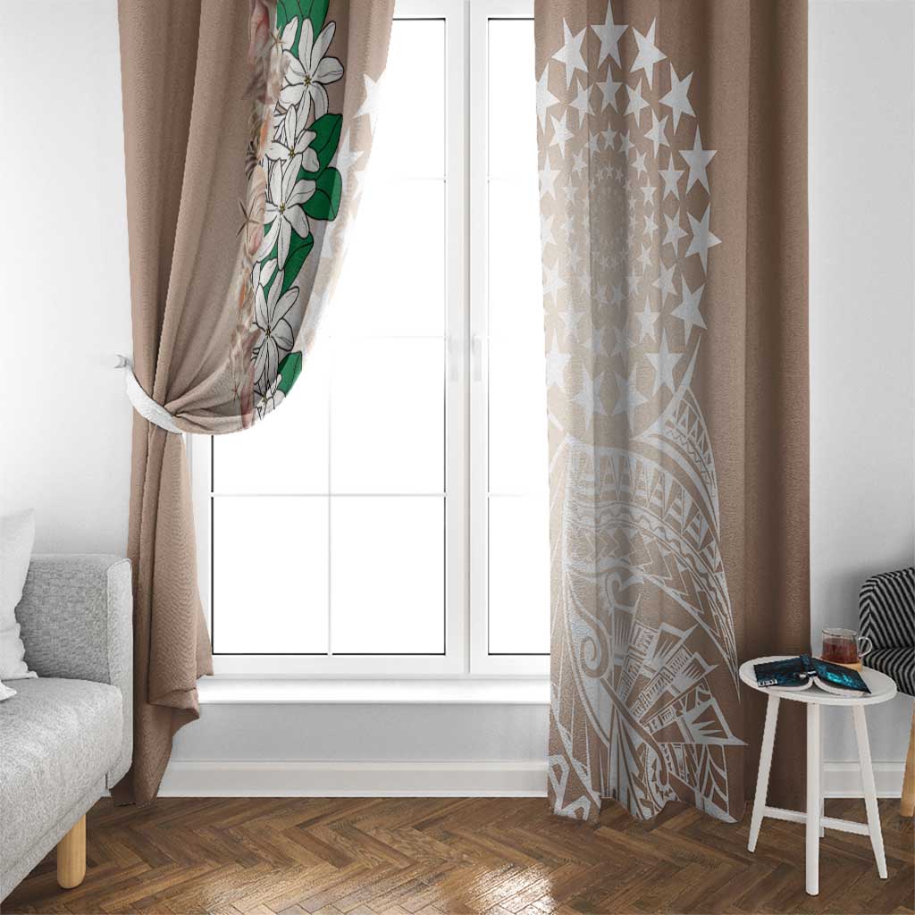 Cook Islands Tiare Maori With Conch Shell Window Curtain 2025 Pasifika Polynesian Tattoo