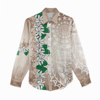 Cook Islands Tiare Maori With Conch Shell Women Casual Shirt 2025 Pasifika Polynesian Tattoo LT14 - Polynesian Pride