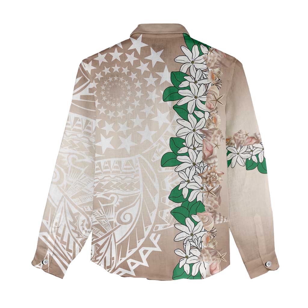 Cook Islands Tiare Maori With Conch Shell Women Casual Shirt 2025 Pasifika Polynesian Tattoo LT14 - Polynesian Pride