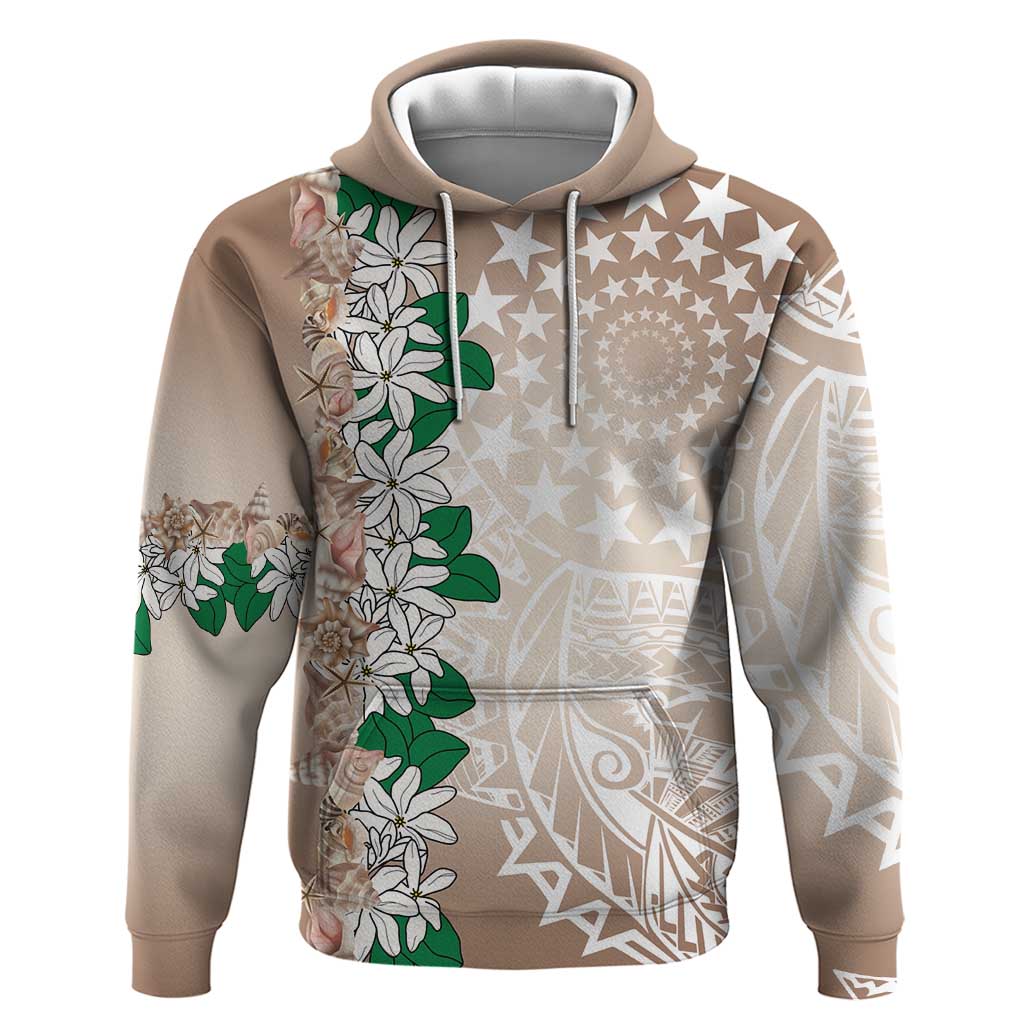 Cook Islands Tiare Maori With Conch Shell Zip Hoodie 2025 Pasifika Polynesian Tattoo