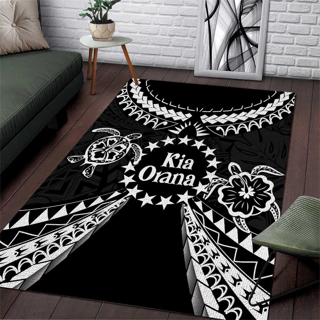 Kia Orana Cook Islands Area Rug 2025 Pasifika Polynesian Turtle Black Color LT14 Black - Polynesian Pride