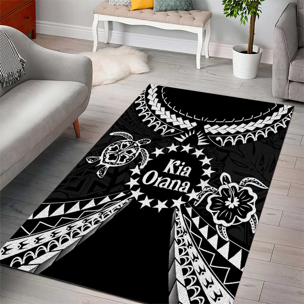 Kia Orana Cook Islands Area Rug 2025 Pasifika Polynesian Turtle Black Color LT14 - Polynesian Pride
