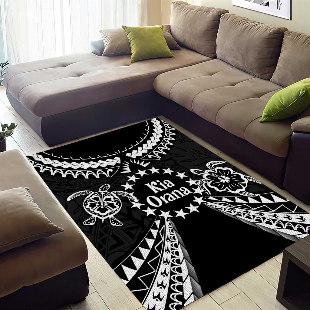 Kia Orana Cook Islands Area Rug 2025 Pasifika Polynesian Turtle Black Color LT14 - Polynesian Pride