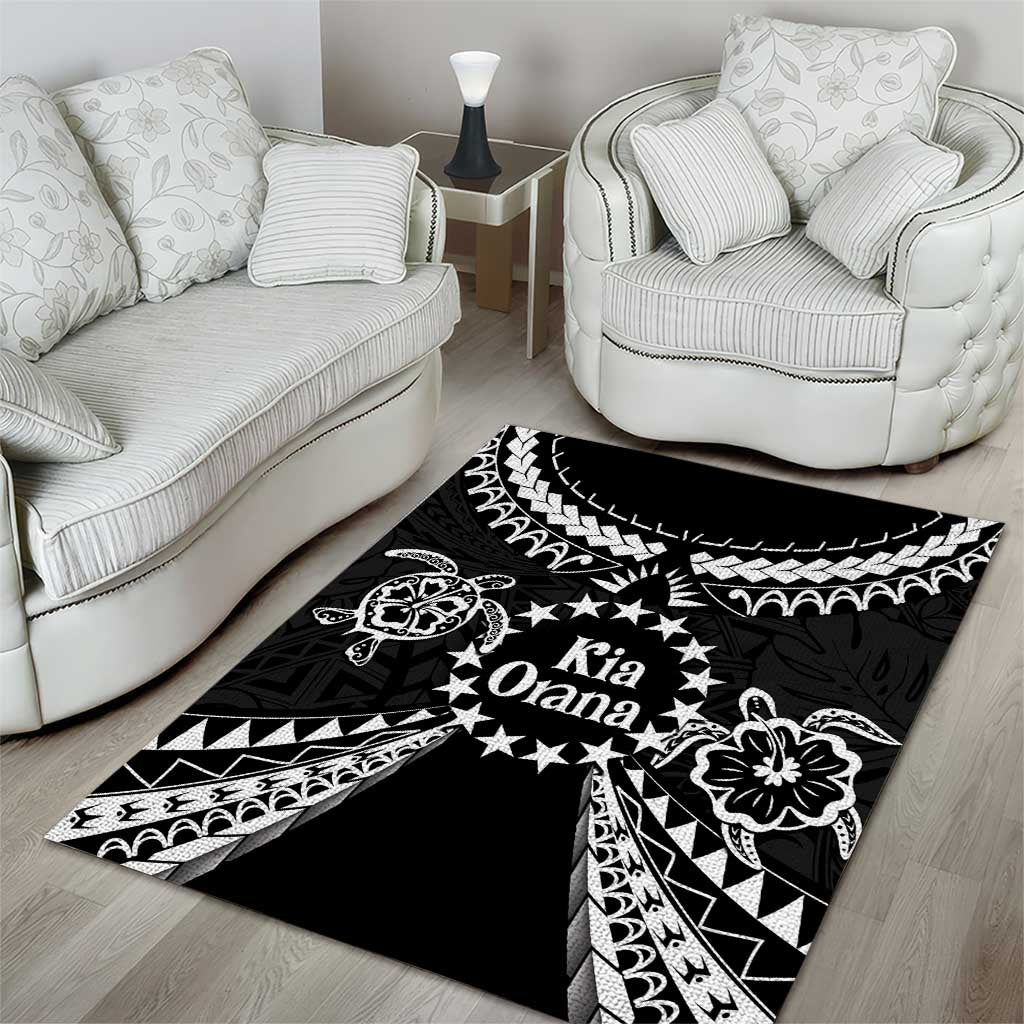 Kia Orana Cook Islands Area Rug 2025 Pasifika Polynesian Turtle Black Color LT14 - Polynesian Pride