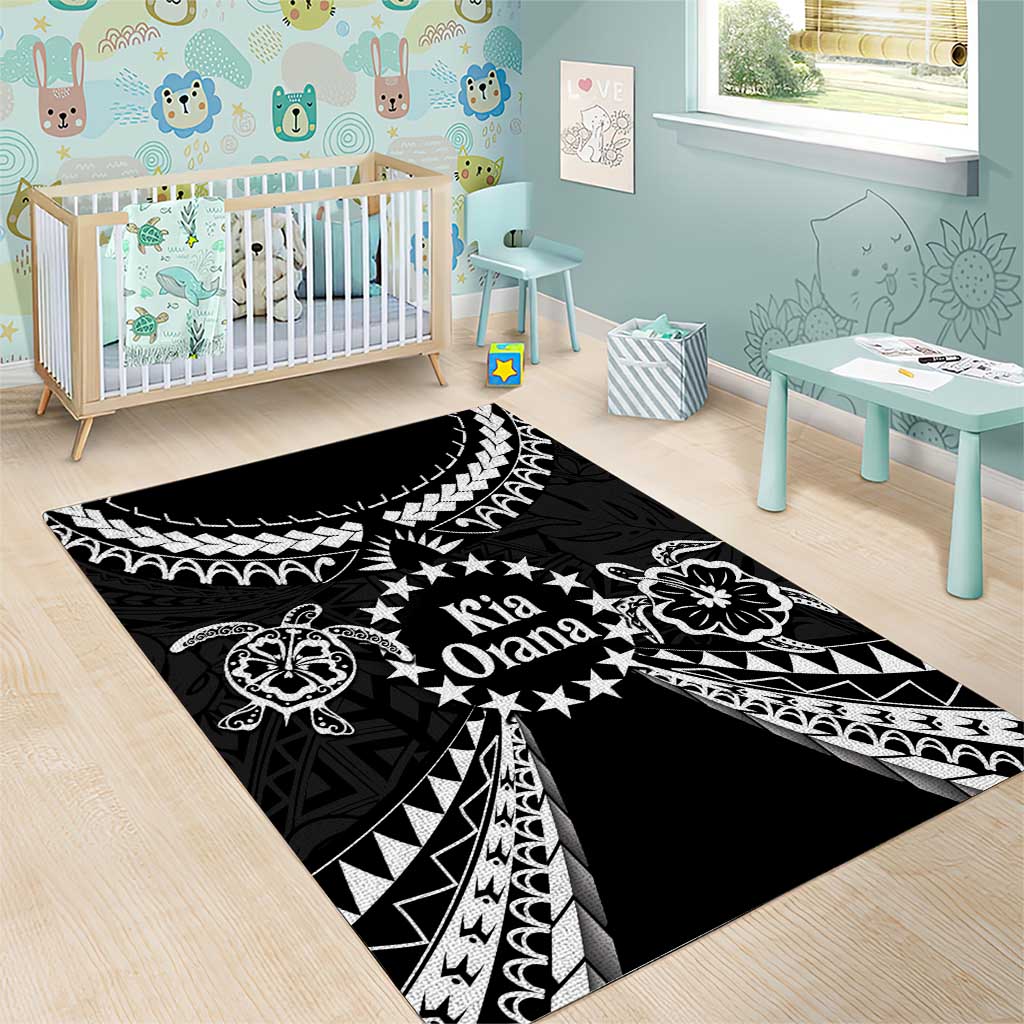 Kia Orana Cook Islands Area Rug 2025 Pasifika Polynesian Turtle Black Color LT14 - Polynesian Pride
