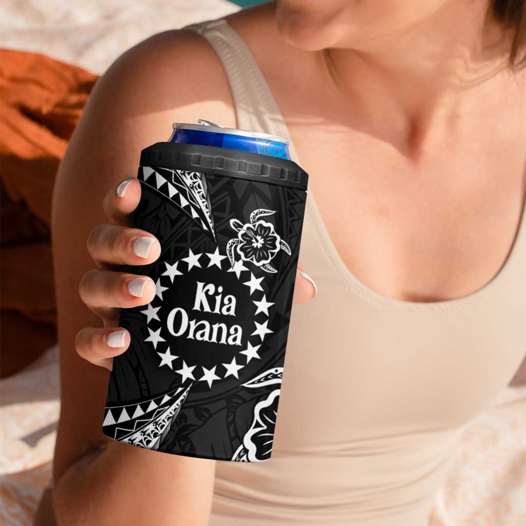 Kia Orana Cook Islands 4 in 1 Can Cooler Tumbler 2025 Pasifika Polynesian Turtle Black Color LT14 - Polynesian Pride