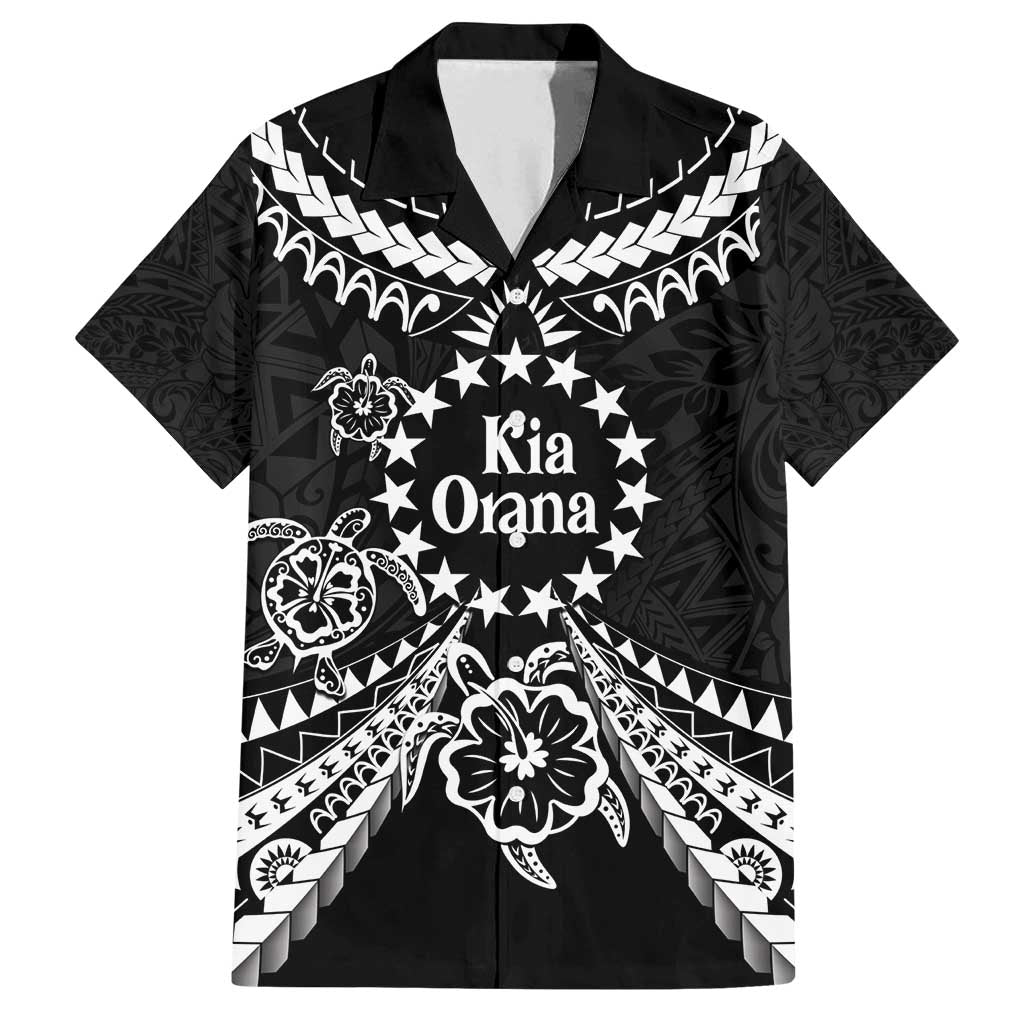 Kia Orana Cook Islands Family Matching Long Sleeve Bodycon Dress and Hawaiian Shirt 2025 Pasifika Polynesian Turtle Black Color LT14 Dad's Shirt - Short Sleeve Black - Polynesian Pride