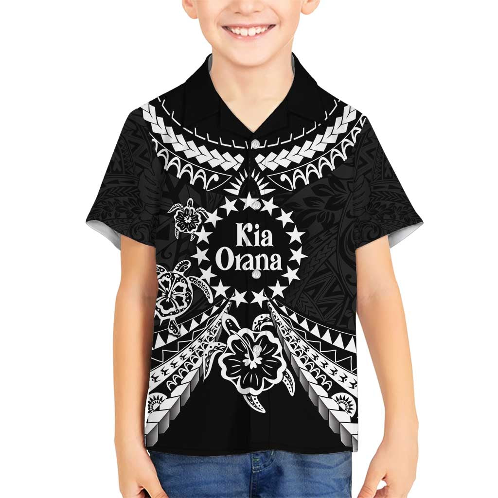 Kia Orana Cook Islands Family Matching Long Sleeve Bodycon Dress and Hawaiian Shirt 2025 Pasifika Polynesian Turtle Black Color LT14 Son's Shirt Black - Polynesian Pride