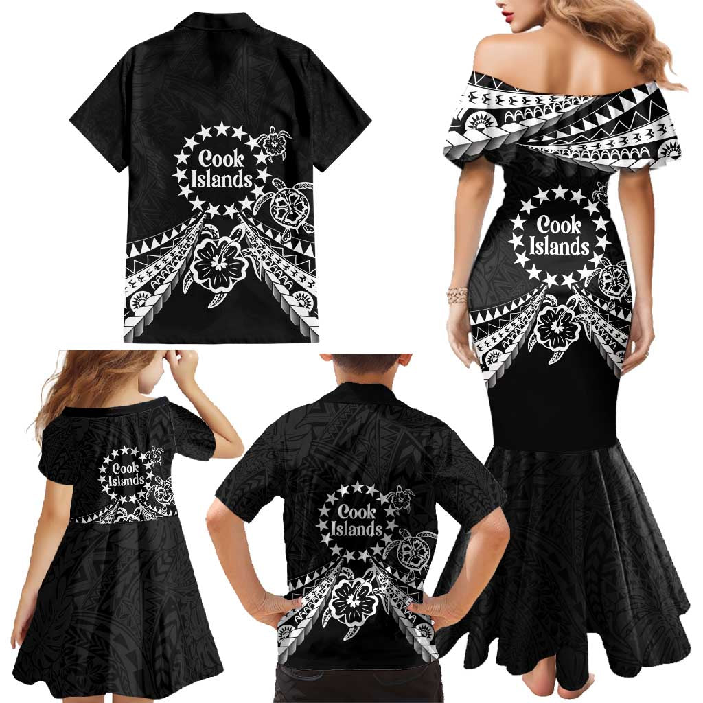 Kia Orana Cook Islands Family Matching Mermaid Dress and Hawaiian Shirt 2025 Pasifika Polynesian Turtle Black Color LT14 - Polynesian Pride