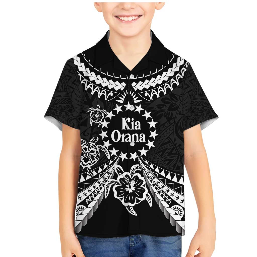 Kia Orana Cook Islands Family Matching Mermaid Dress and Hawaiian Shirt 2025 Pasifika Polynesian Turtle Black Color LT14 Son's Shirt Black - Polynesian Pride