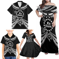 Kia Orana Cook Islands Family Matching Off Shoulder Maxi Dress and Hawaiian Shirt 2025 Pasifika Polynesian Turtle Black Color LT14 - Polynesian Pride