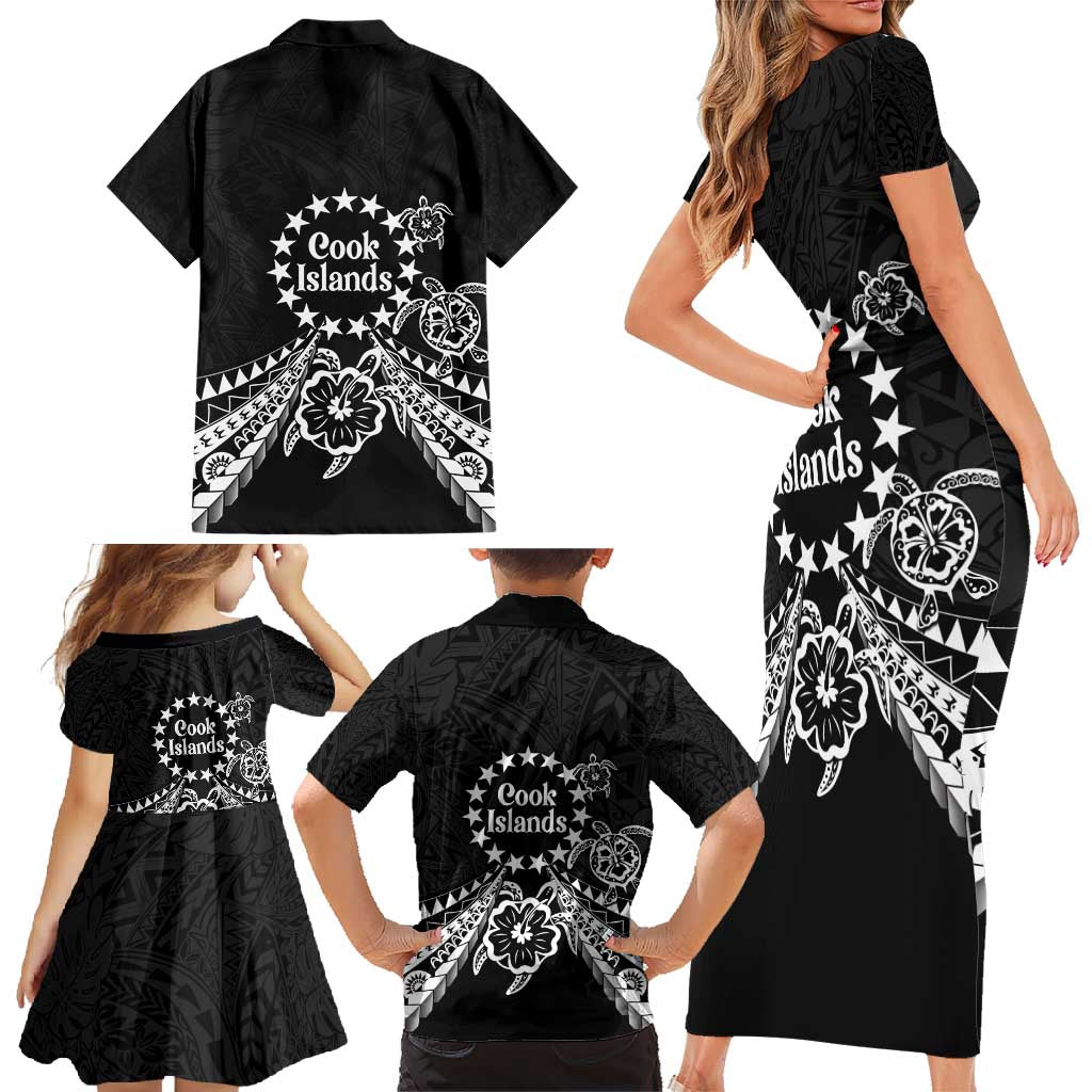 Kia Orana Cook Islands Family Matching Short Sleeve Bodycon Dress and Hawaiian Shirt 2025 Pasifika Polynesian Turtle Black Color LT14 - Polynesian Pride
