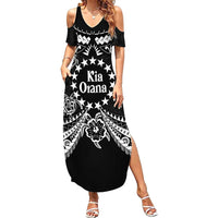 Kia Orana Cook Islands Family Matching Summer Maxi Dress and Hawaiian Shirt 2025 Pasifika Polynesian Turtle Black Color LT14 Mom's Dress Black - Polynesian Pride