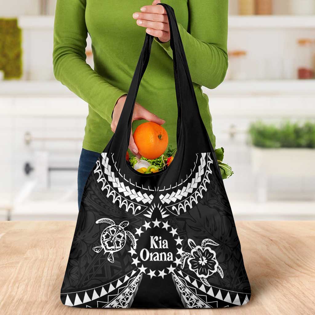 Kia Orana Cook Islands Grocery Bag 2025 Pasifika Polynesian Turtle Black Color