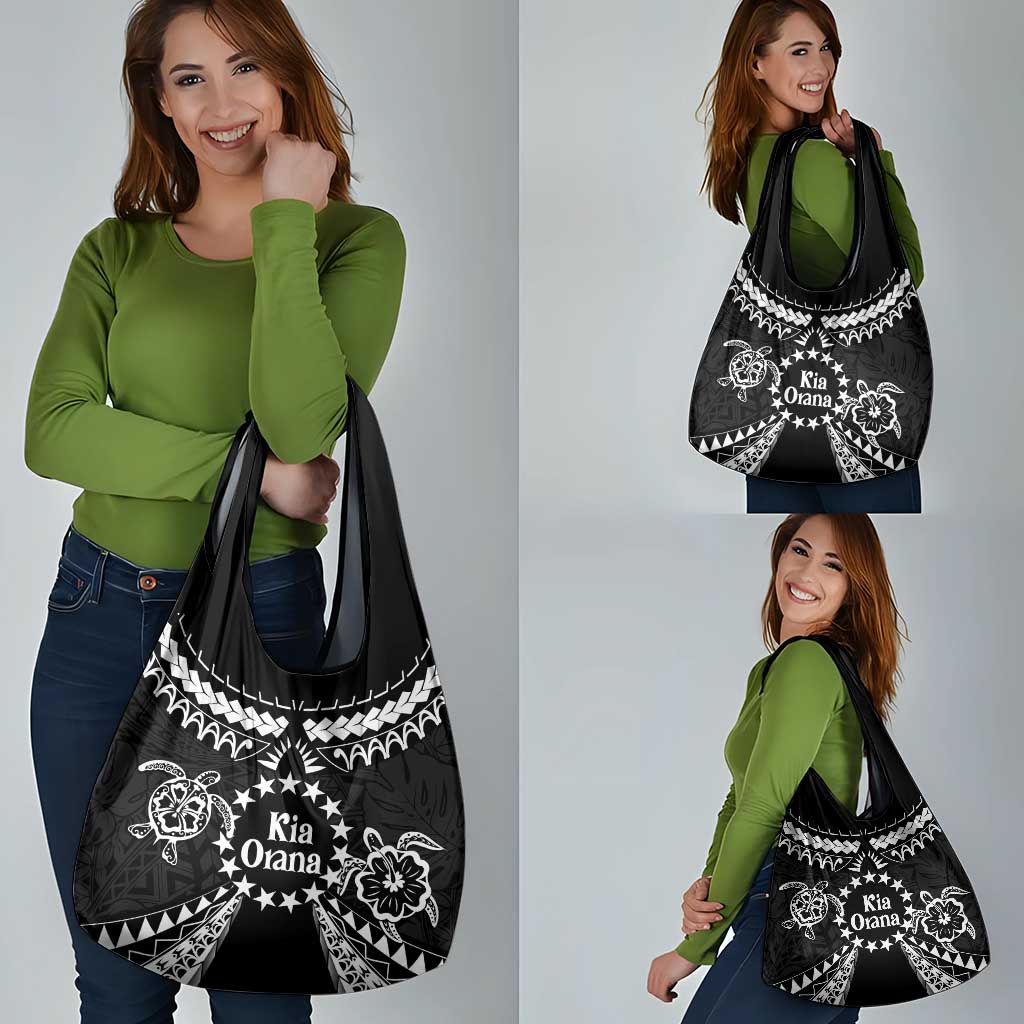 Kia Orana Cook Islands Grocery Bag 2025 Pasifika Polynesian Turtle Black Color