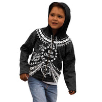 Kia Orana Cook Islands Kid Hoodie 2025 Pasifika Polynesian Turtle Black Color