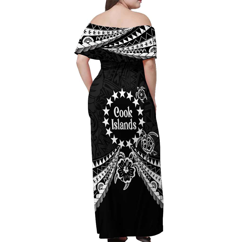 Kia Orana Cook Islands Off Shoulder Maxi Dress 2025 Pasifika Polynesian Turtle Black Color