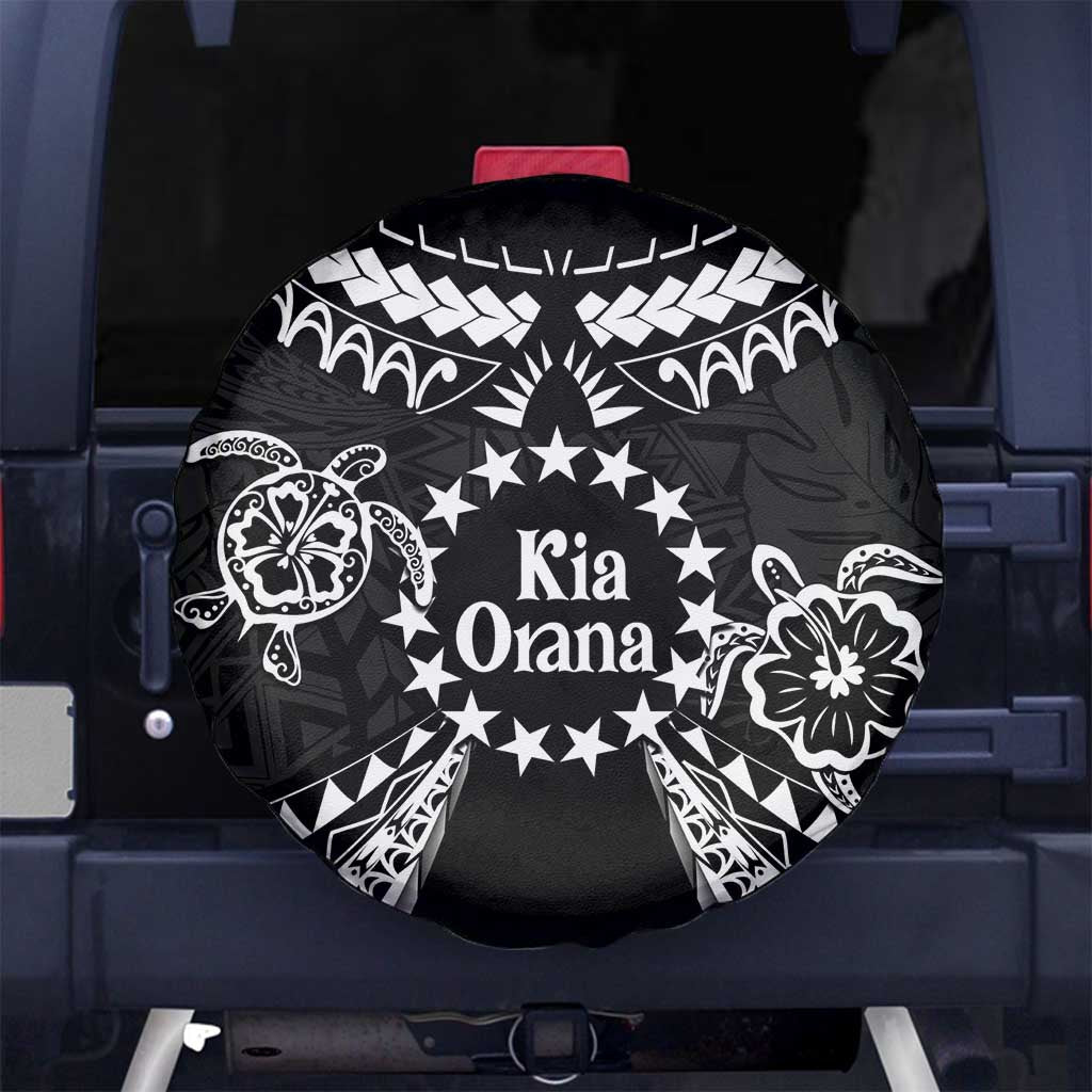 Kia Orana Cook Islands Spare Tire Cover 2025 Pasifika Polynesian Turtle Black Color