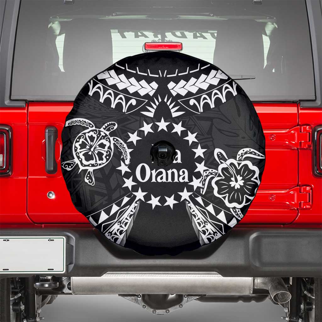 Kia Orana Cook Islands Spare Tire Cover 2025 Pasifika Polynesian Turtle Black Color