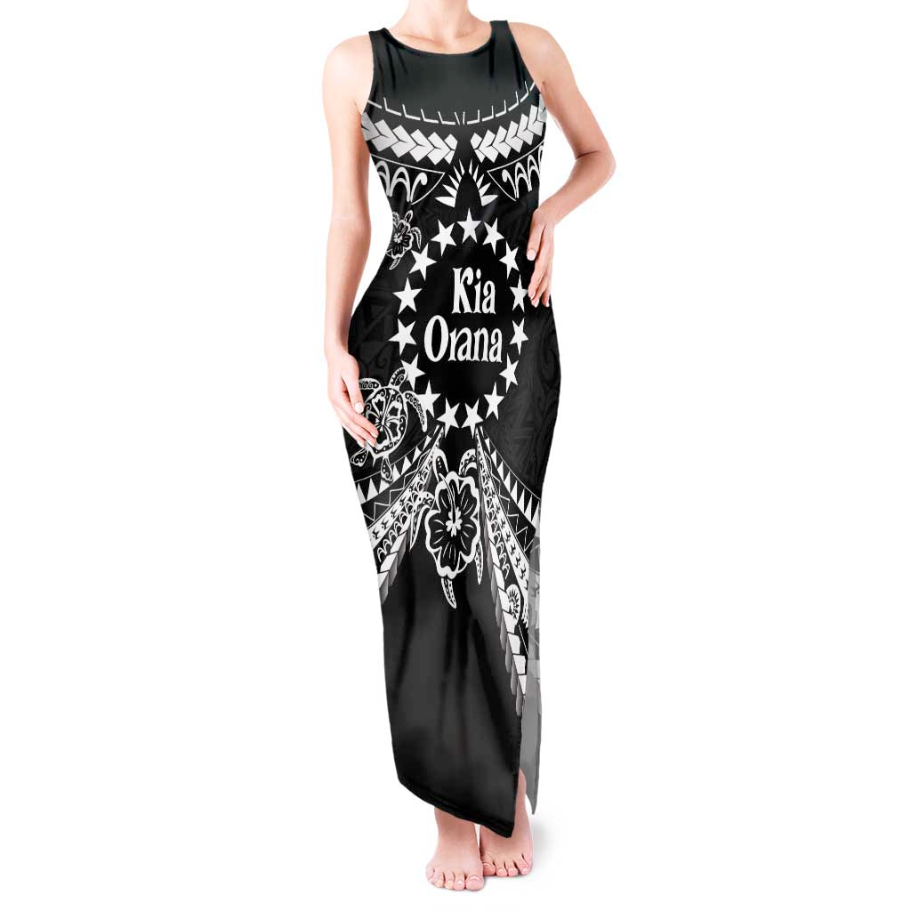 Kia Orana Cook Islands Tank Maxi Dress 2025 Pasifika Polynesian Turtle Black Color
