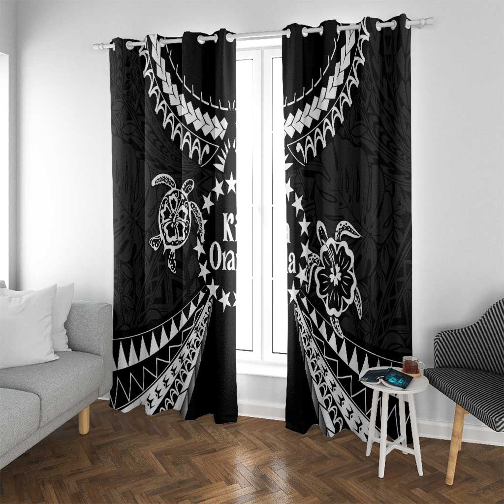 Kia Orana Cook Islands Window Curtain 2025 Pasifika Polynesian Turtle Black Color