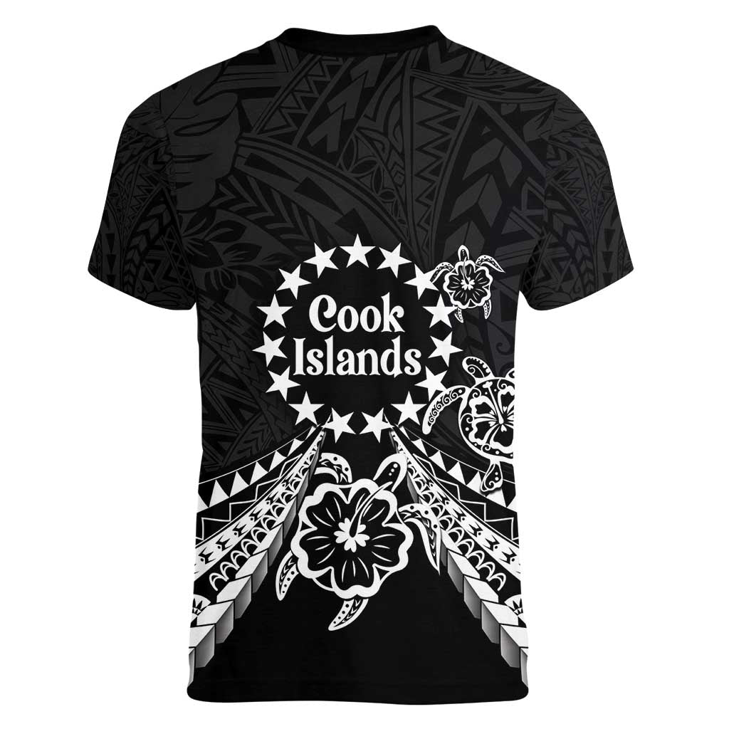 Kia Orana Cook Islands Women V-Neck T-Shirt 2025 Pasifika Polynesian Turtle Black Color LT14 - Polynesian Pride