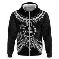Kia Orana Cook Islands Zip Hoodie 2025 Pasifika Polynesian Turtle Black Color
