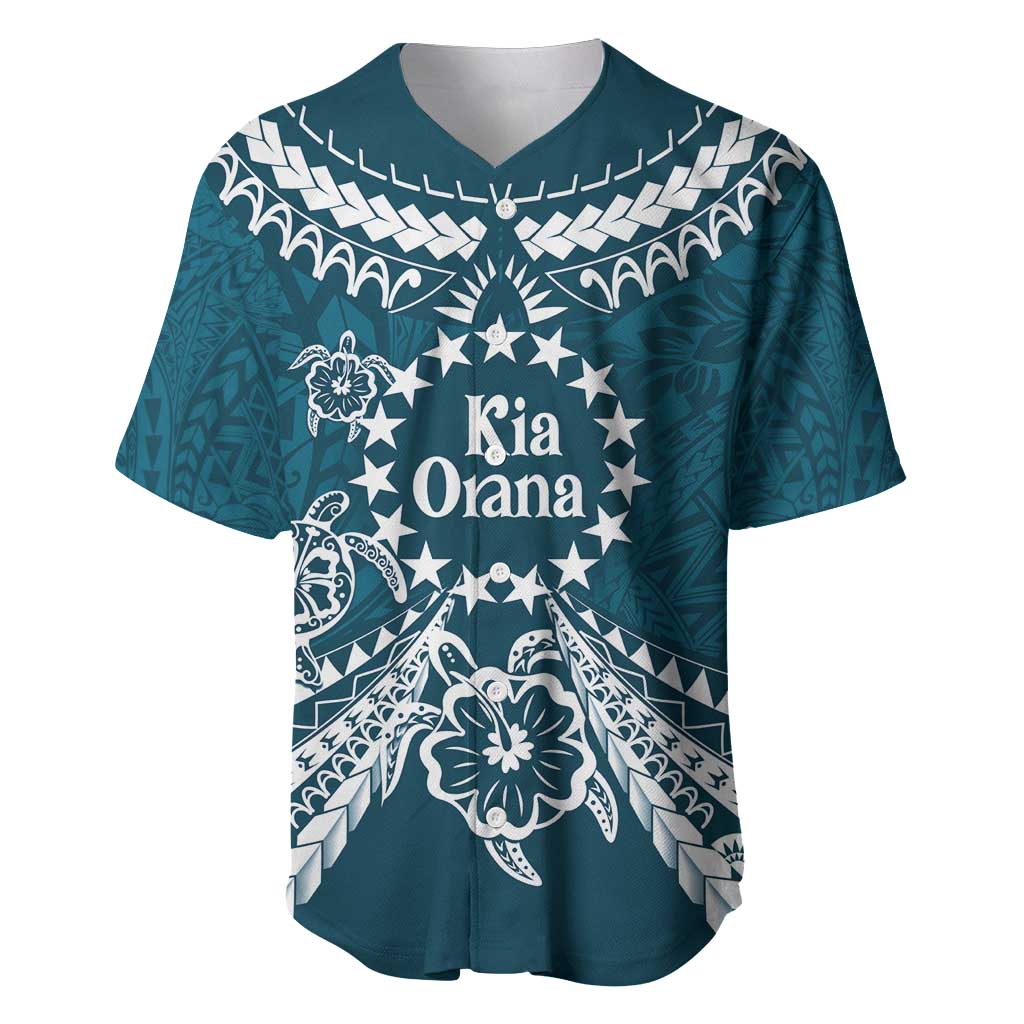 Kia Orana Cook Islands Baseball Jersey Polynesian Turtle Crowberry Blue Color LT14 Crowberry Blue - Polynesian Pride