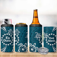 Kia Orana Cook Islands 4 in 1 Can Cooler Tumbler Polynesian Turtle Crowberry Blue Color LT14 - Polynesian Pride