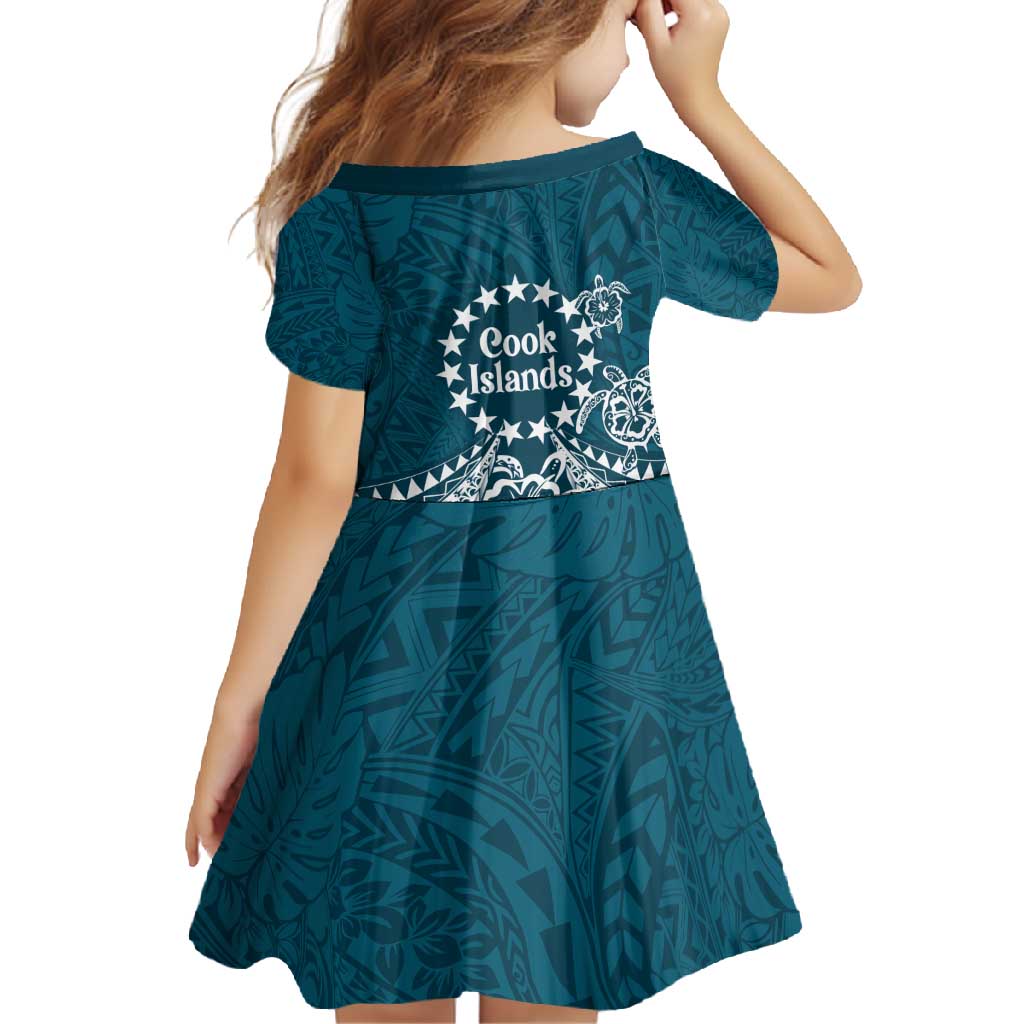 Kia Orana Cook Islands Family Matching Long Sleeve Bodycon Dress and Hawaiian Shirt Polynesian Turtle Crowberry Blue Color LT14 - Polynesian Pride