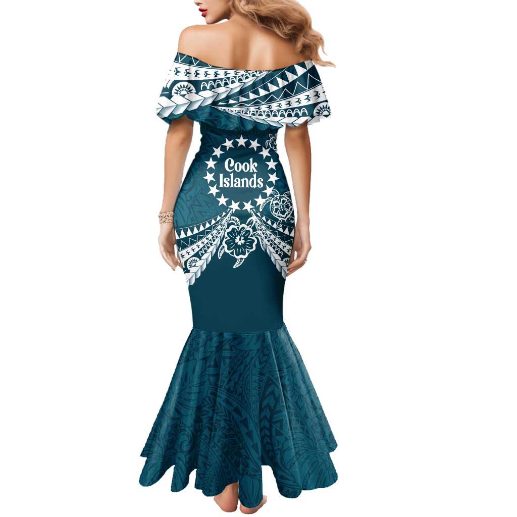 Kia Orana Cook Islands Family Matching Mermaid Dress and Hawaiian Shirt Polynesian Turtle Crowberry Blue Color LT14 - Polynesian Pride