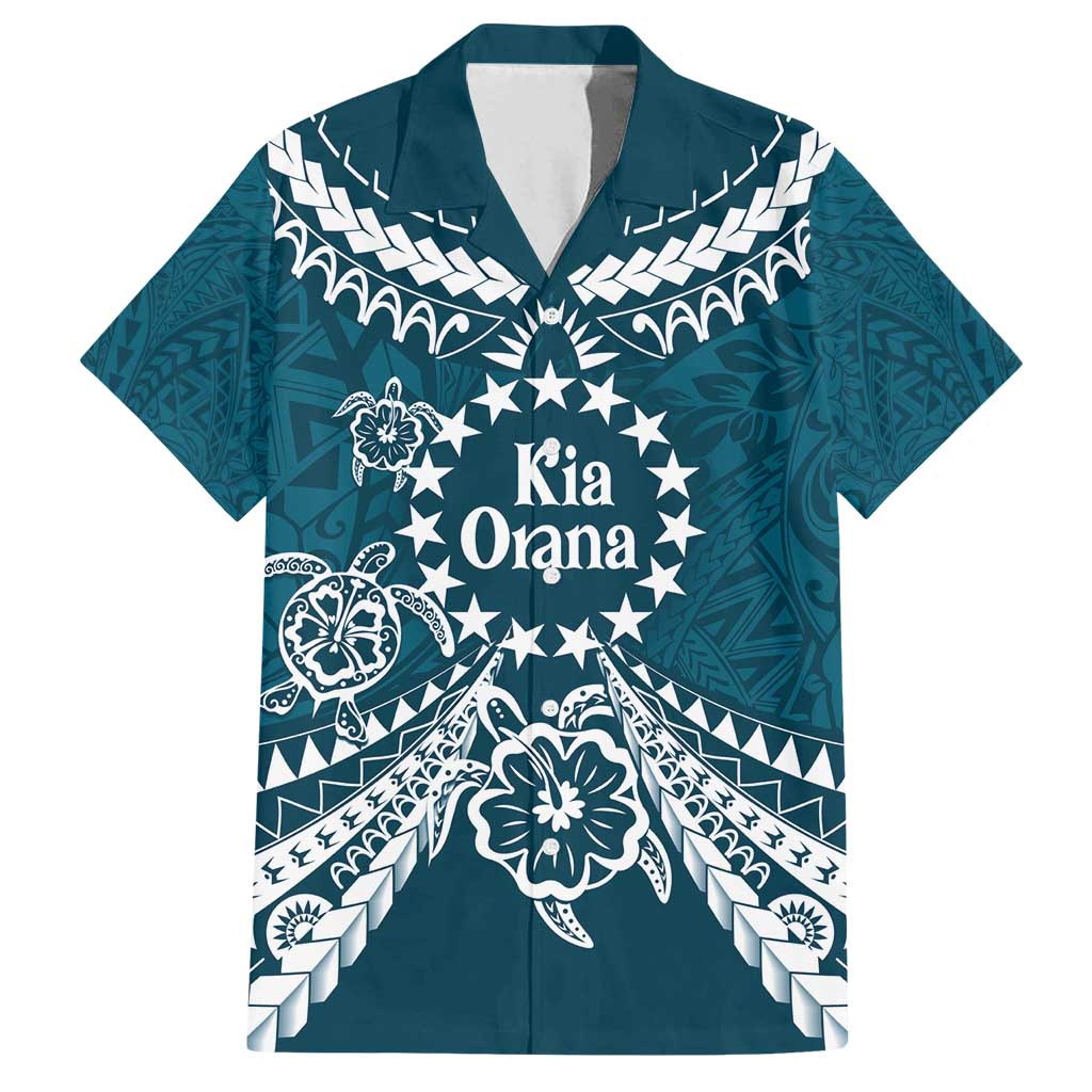 Kia Orana Cook Islands Family Matching Off Shoulder Maxi Dress and Hawaiian Shirt Polynesian Turtle Crowberry Blue Color LT14 Dad's Shirt - Short Sleeve Crowberry Blue - Polynesian Pride