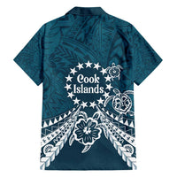 Kia Orana Cook Islands Family Matching Off Shoulder Maxi Dress and Hawaiian Shirt Polynesian Turtle Crowberry Blue Color LT14 - Polynesian Pride