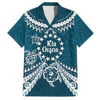 Kia Orana Cook Islands Family Matching Off Shoulder Short Dress and Hawaiian Shirt Polynesian Turtle Crowberry Blue Color LT14 Dad's Shirt - Short Sleeve Crowberry Blue - Polynesian Pride