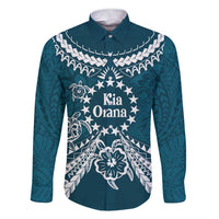 Kia Orana Cook Islands Family Matching Short Sleeve Bodycon Dress and Hawaiian Shirt Polynesian Turtle Crowberry Blue Color LT14 Dad's Shirt - Long Sleeve Crowberry Blue - Polynesian Pride