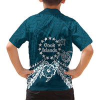 Kia Orana Cook Islands Family Matching Summer Maxi Dress and Hawaiian Shirt Polynesian Turtle Crowberry Blue Color LT14 - Polynesian Pride