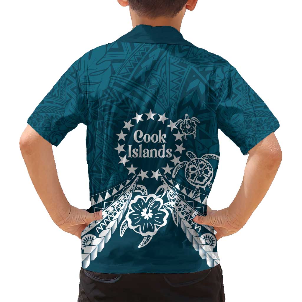 Kia Orana Cook Islands Family Matching Tank Maxi Dress and Hawaiian Shirt Polynesian Turtle Crowberry Blue Color LT14 - Polynesian Pride